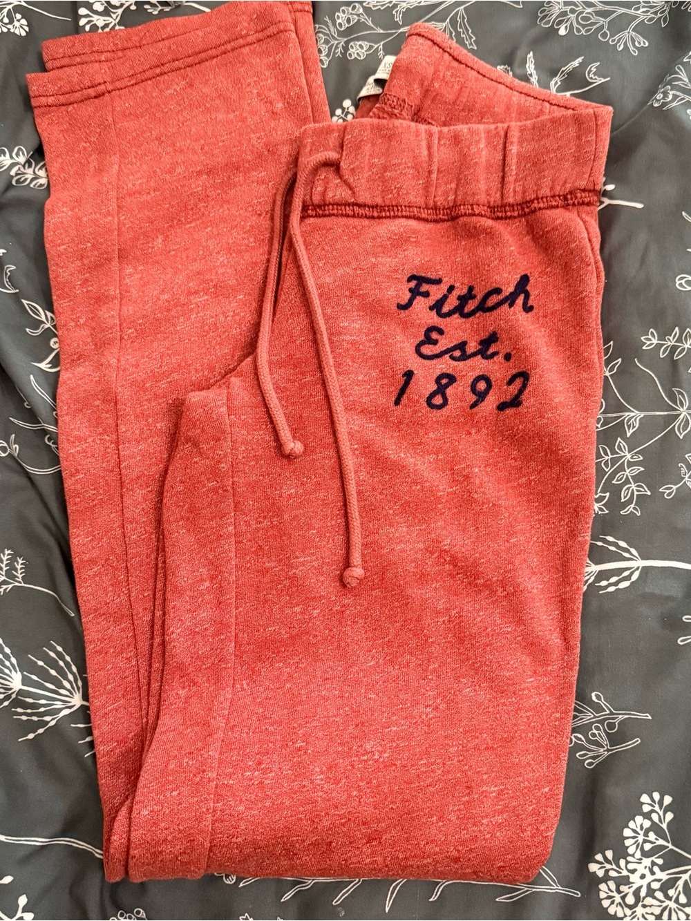 Abercrombie & Fitch womens Coral-Red Sweatpants with Embroidered Logo